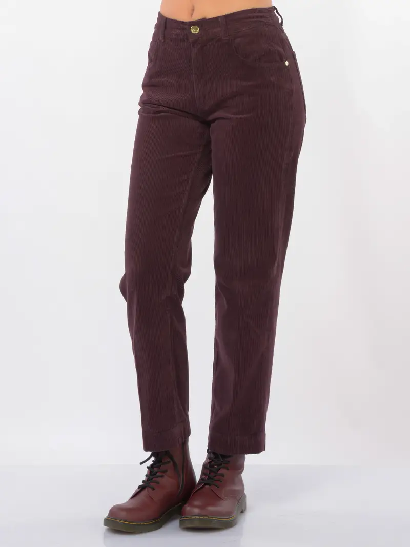 pantalone da donna Kaos Jeans cinque tasche in velluto rigato Rosso