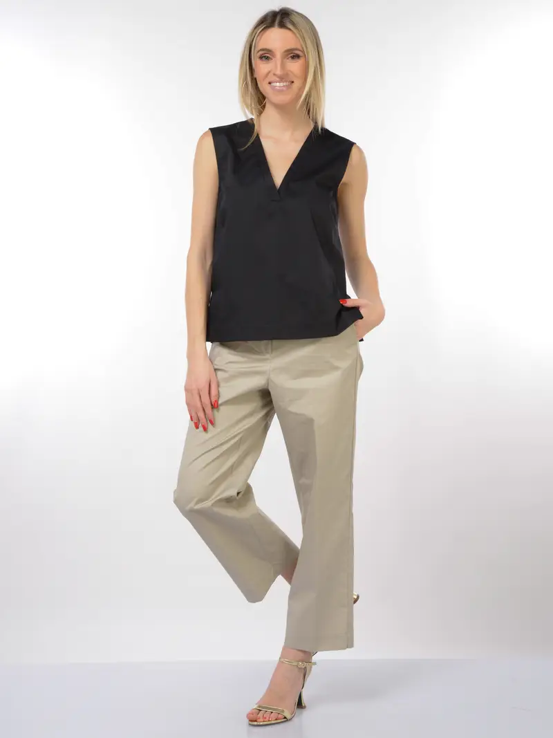 top da donna Kaos con scollo a V e spacchi NERO miniatura 2