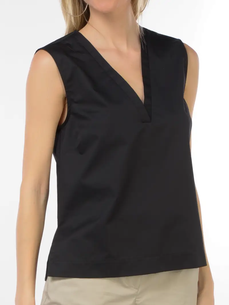 top da donna Kaos con scollo a V e spacchi NERO