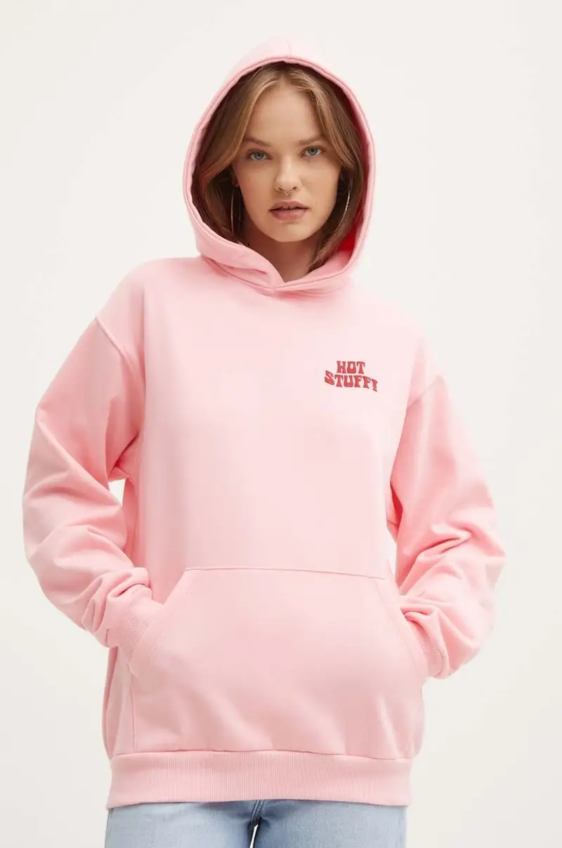 felpa colore rosa con cappuccio con applicazione AM095-01-G002 miniatura 5