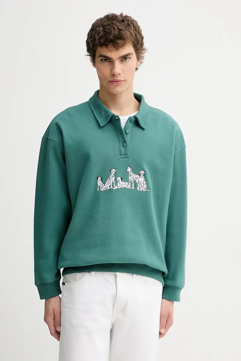 felpa colore verde con applicazione AR006-01-M002 miniatura 2