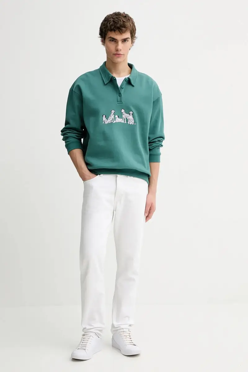 felpa colore verde con applicazione AR006-01-M002 miniatura 4