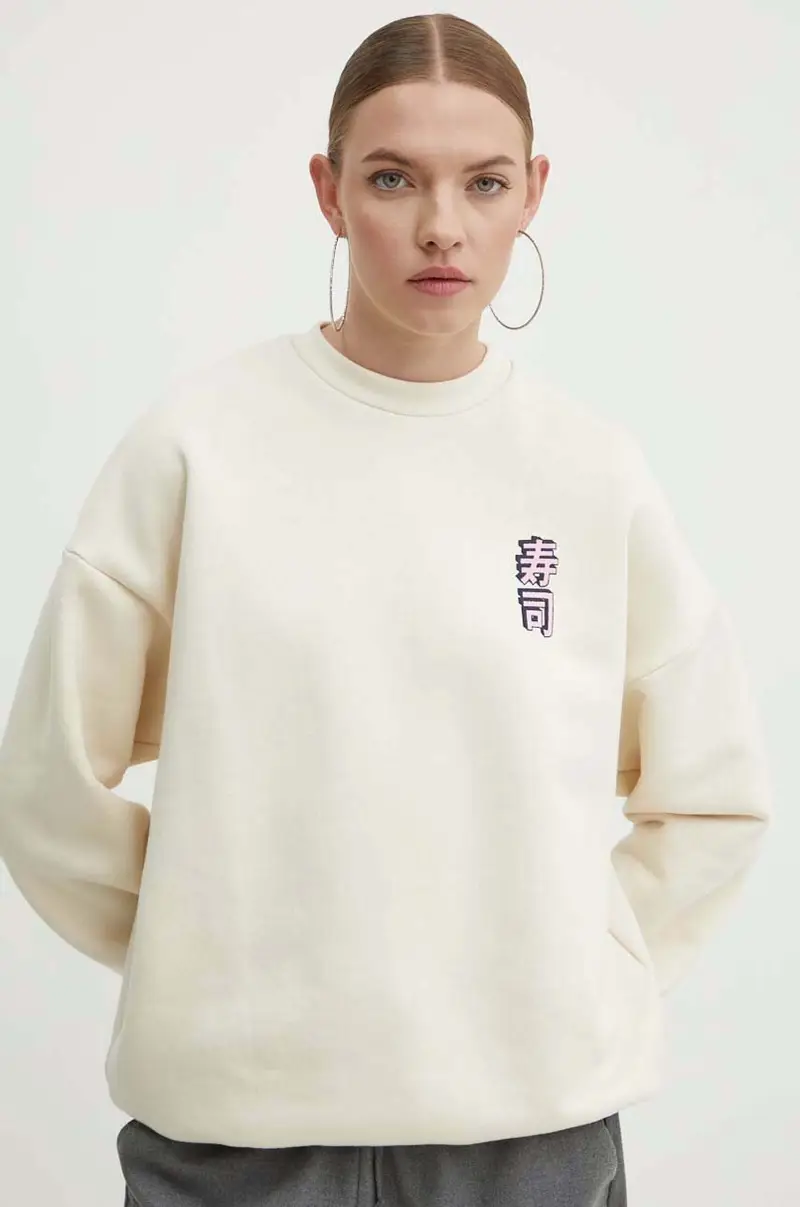 felpa in cotone colore beige AN015-01S-G00 miniatura 3