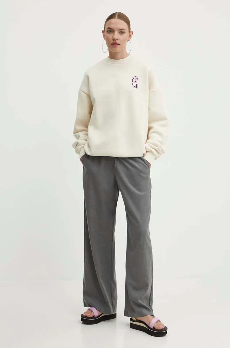 felpa in cotone colore beige AN015-01S-G00 miniatura 5