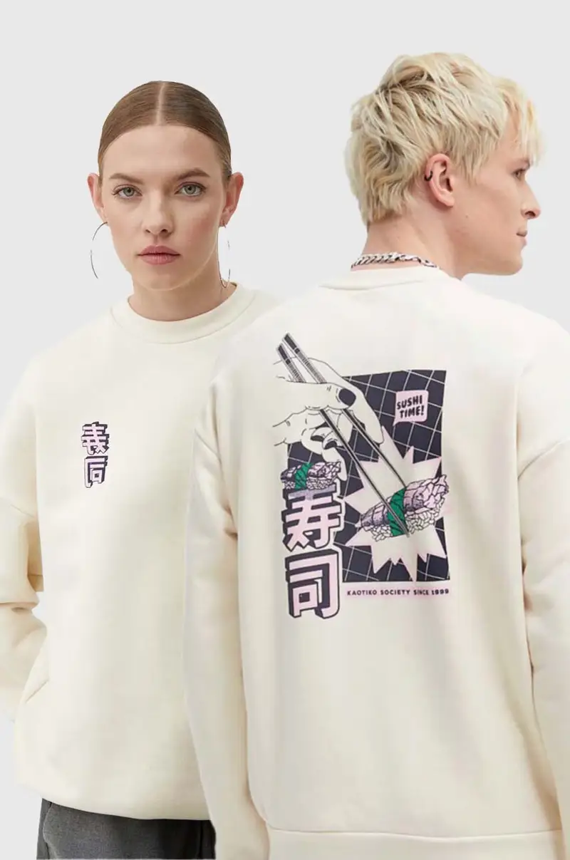 felpa in cotone colore beige AN015-01S-G00