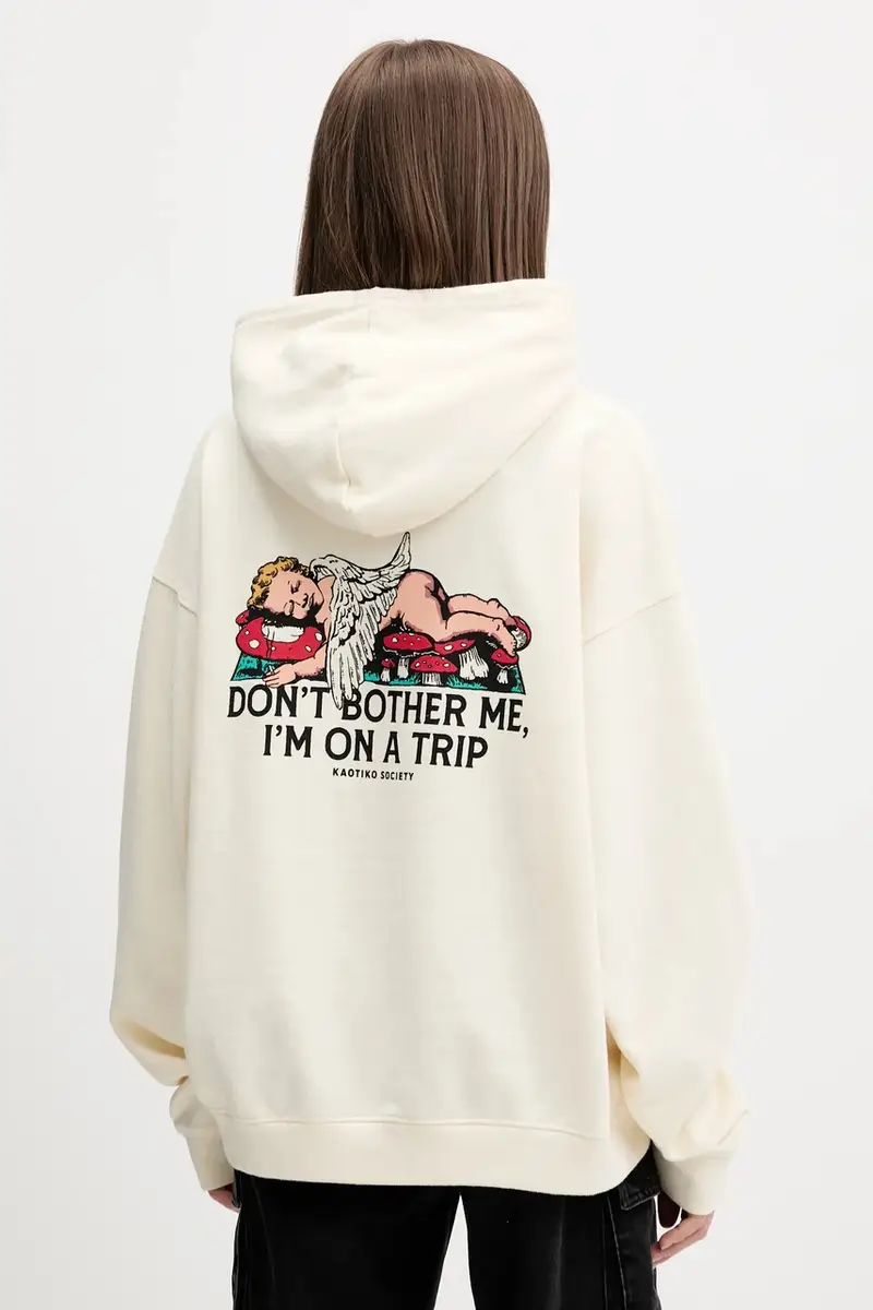 felpa in cotone colore beige con cappuccio AR001-01-G002 miniatura 3