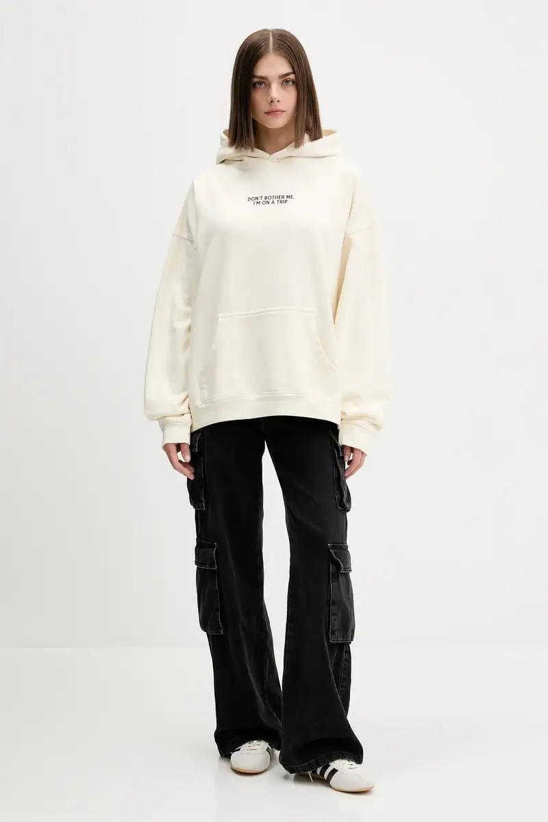 felpa in cotone colore beige con cappuccio AR001-01-G002 miniatura 4