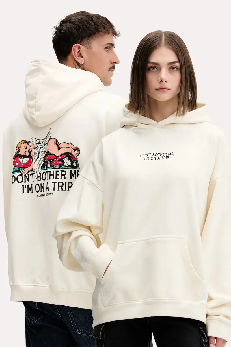 felpa in cotone colore beige con cappuccio AR001-01-G002