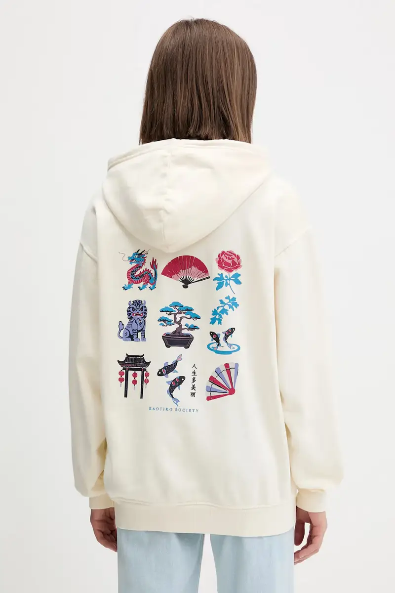 felpa in cotone colore beige con cappuccio AR079-01-G002 miniatura 3