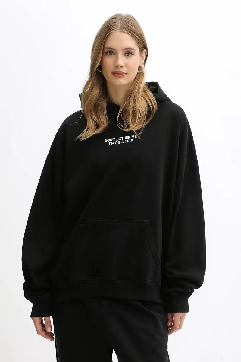 felpa in cotone colore nero con cappuccio AR001-02-G002 miniatura 2