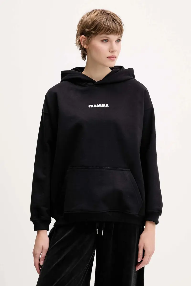 felpa in cotone colore nero con cappuccio AR017-01-M002 miniatura 2