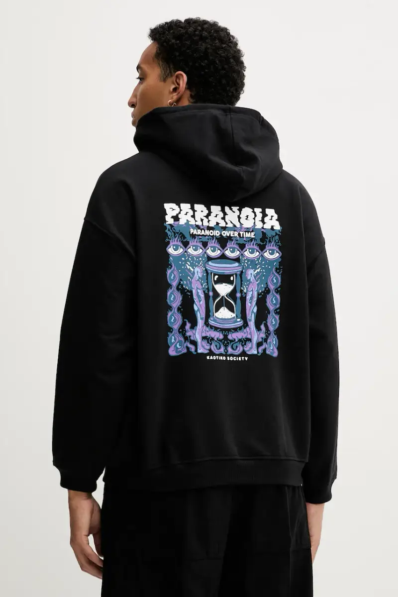 felpa in cotone colore nero con cappuccio AR017-01-M002