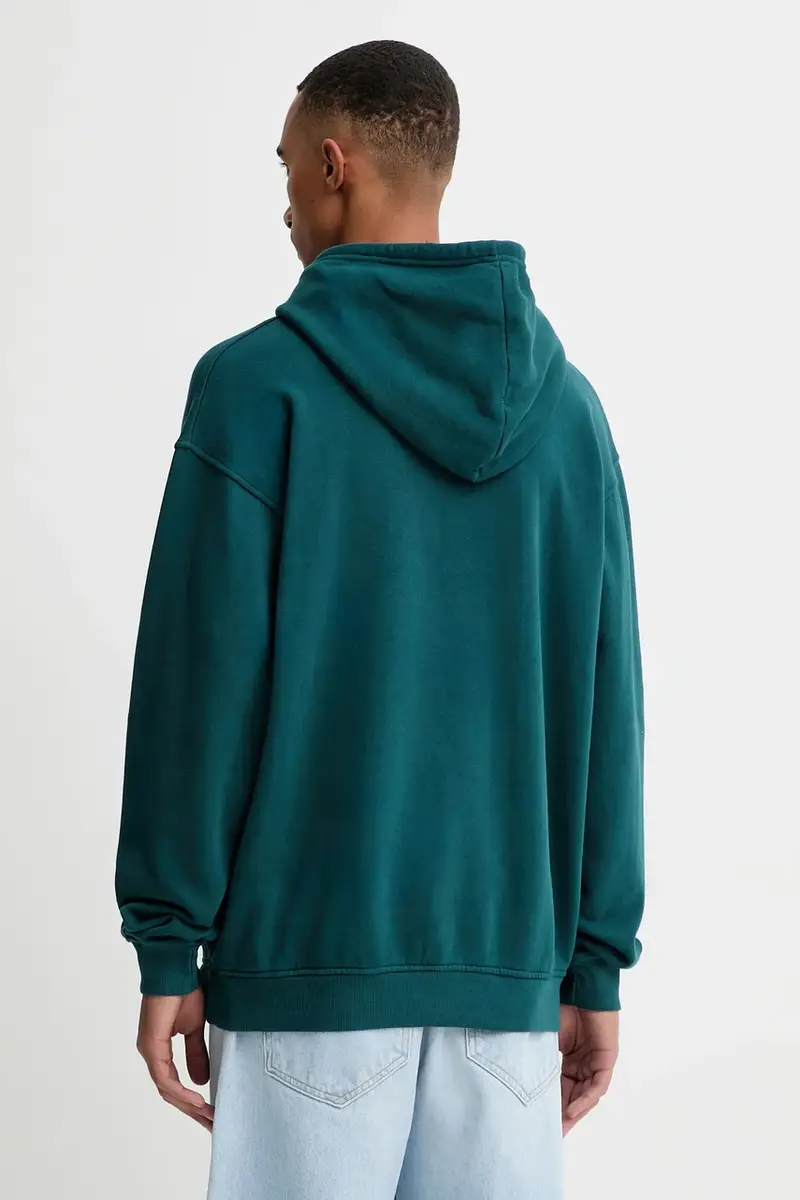 felpa in cotone colore verde con cappuccio con applicazione AR074-01-G002 miniatura 3
