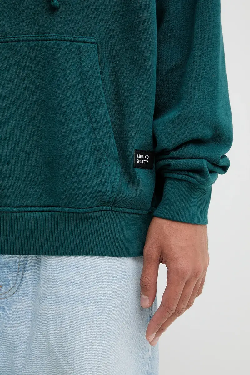 felpa in cotone colore verde con cappuccio con applicazione AR074-01-G002 miniatura 5