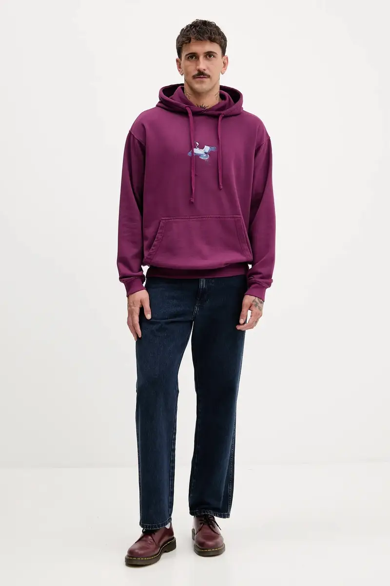 felpa in cotone colore violetto con cappuccio con applicazione AR075-01-G002 miniatura 4