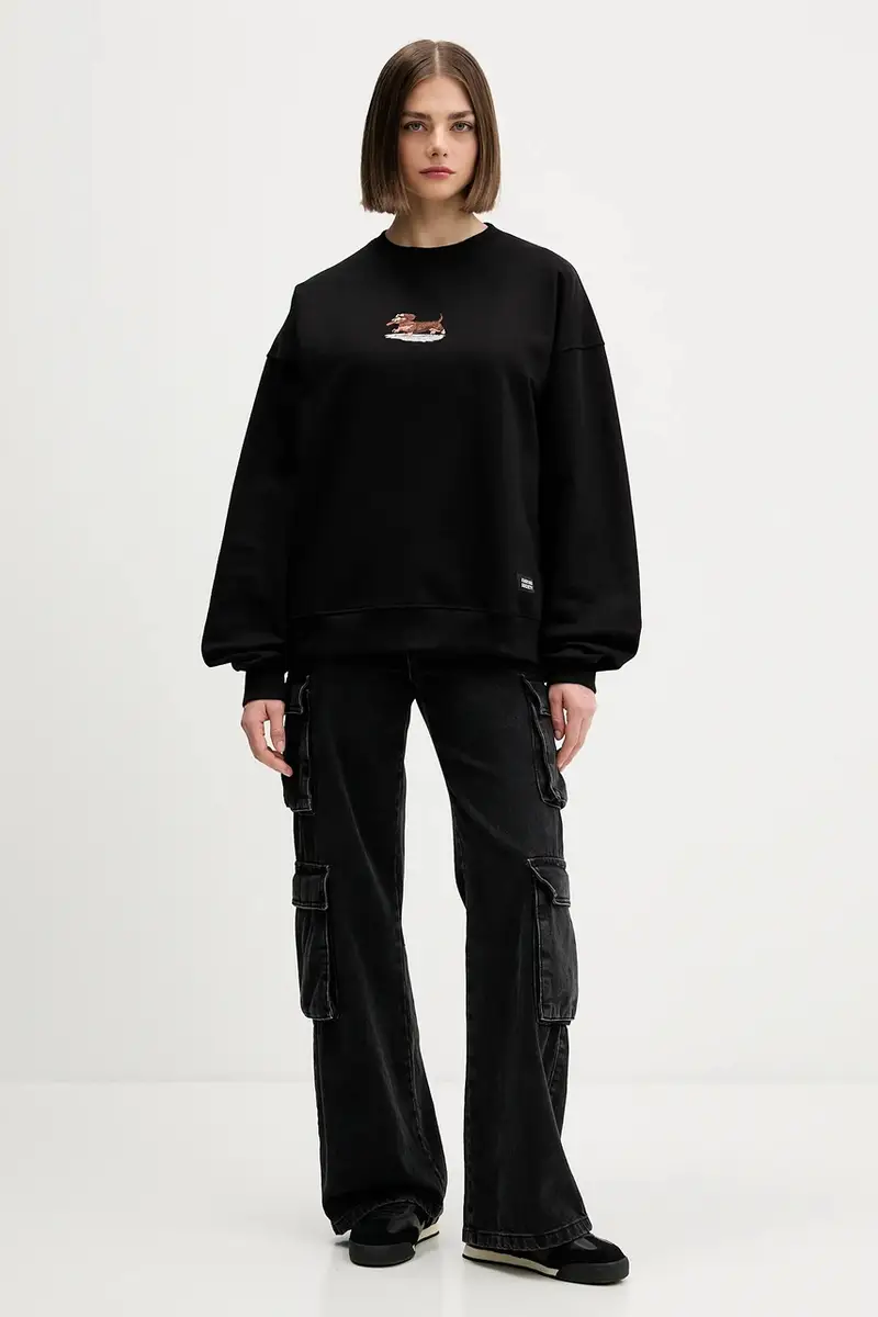 felpa in cotone Nero miniatura 2