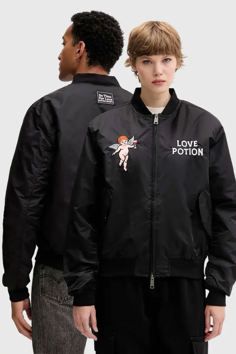 Kaotiko Giacca bomber nera con ricamo