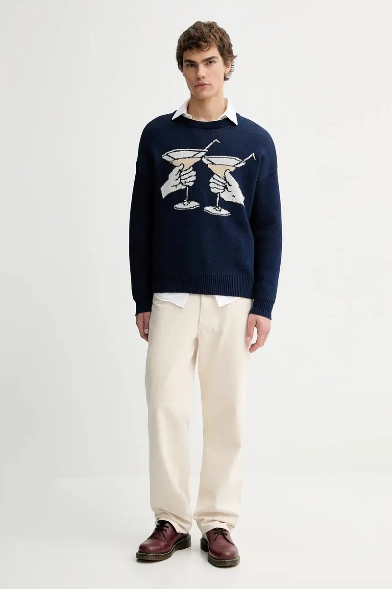 maglione in cotone Blu navy miniatura 2