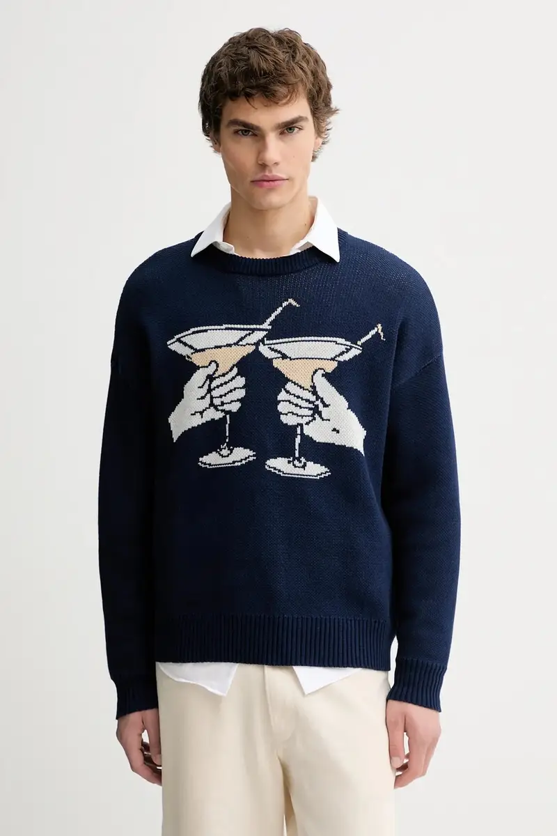 maglione in cotone Blu navy miniatura 4