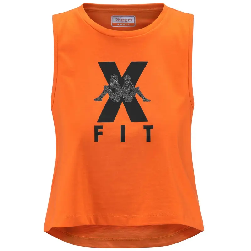 canotta da donna in cotone arancio da fitness | Kappa Arancione mango