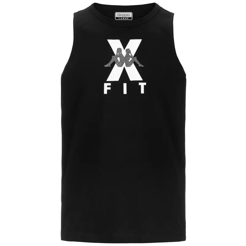 canotta da uomo in cotone nero da fitness . | Kappa