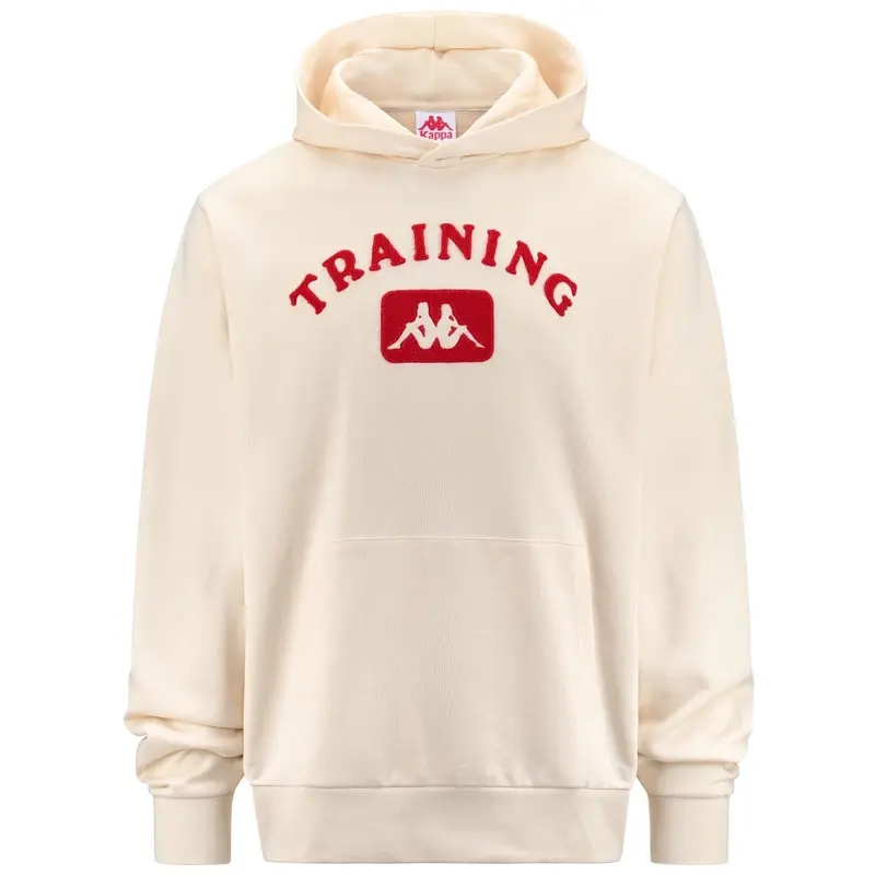 felpa con cappuccio da uomo in cotone bianco da fitness | Kappa