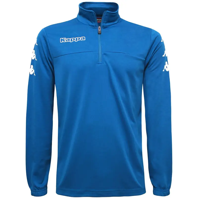 felpa con cerniera da uomo in poliestere blu da calcio . | Kappa