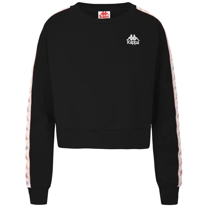 Felpa da bambina in cotone nero da sport street | Kappa