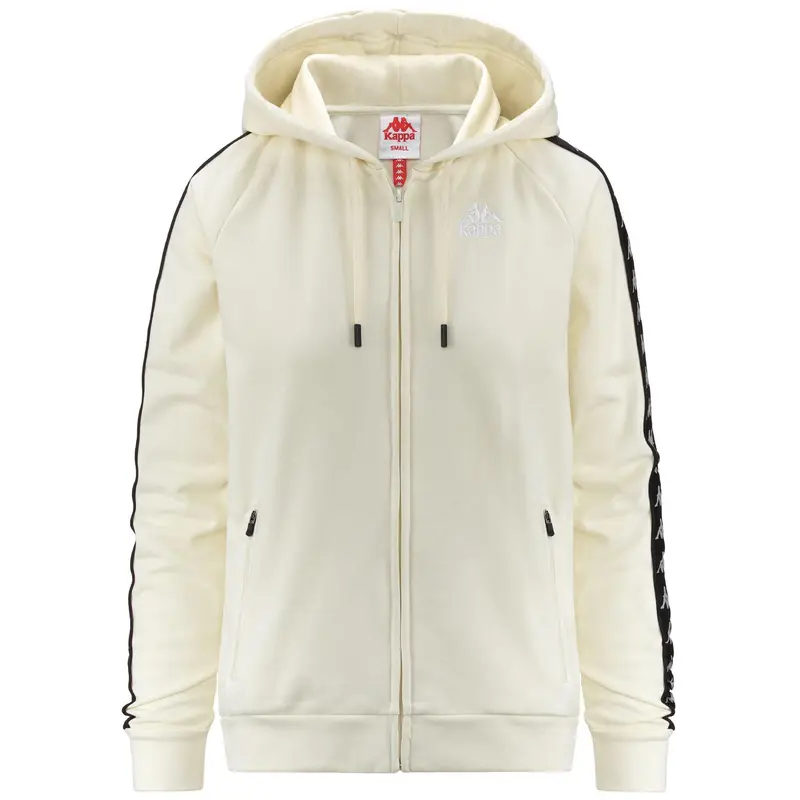 felpa donna fitness kappa cotone con cappuccio bianco | Kappa