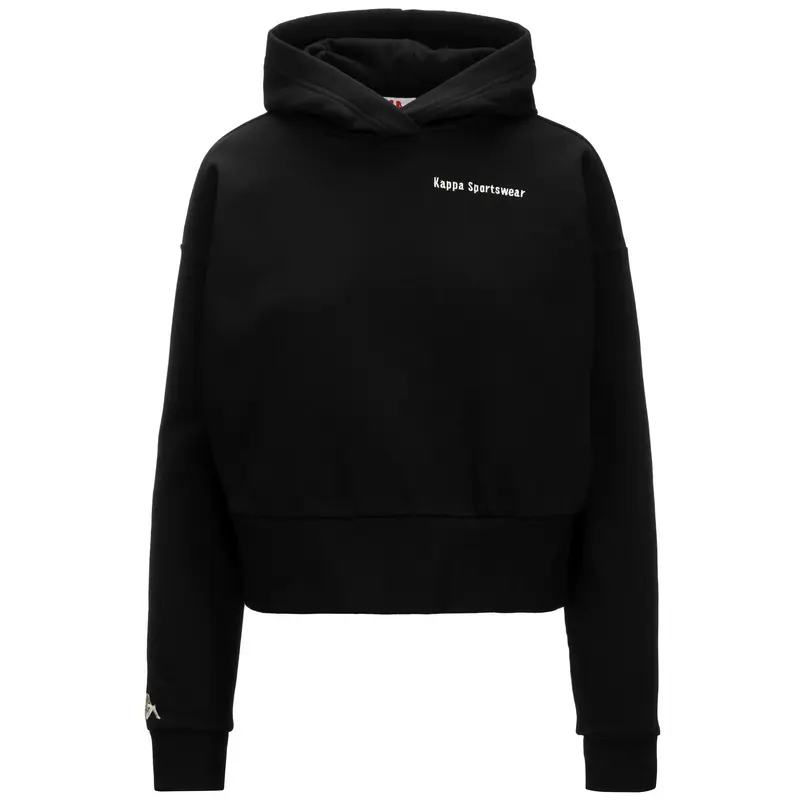 felpa donna fitness kappa cotone con cappuccio nero | Kappa