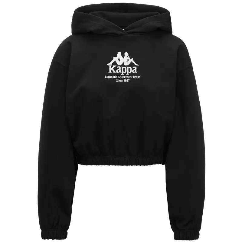 felpa donna fitness kappa cotone con cappuccio nero. | Kappa