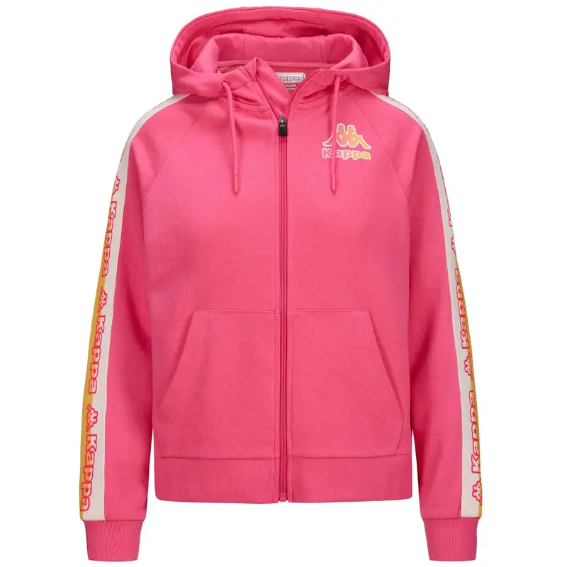 felpa donna fitness kappa cotone con cappuccio pink | Kappa Rosa