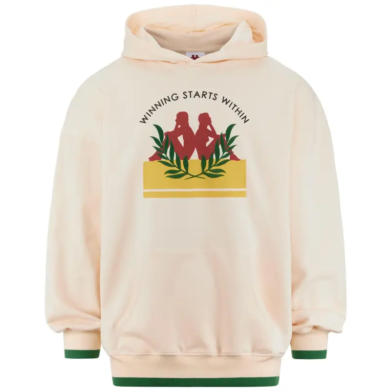 felpa uomo fitness kappa cotone con cappuccio bianco | Kappa