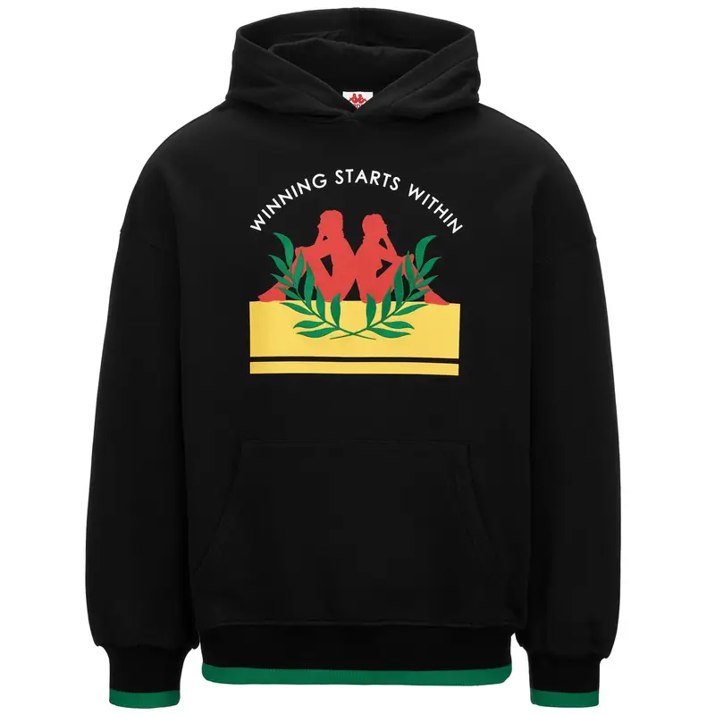 felpa uomo fitness kappa cotone con cappuccio nero | Kappa