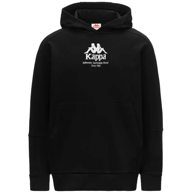 felpa uomo fitness kappa cotone con cappuccio nero. | Kappa