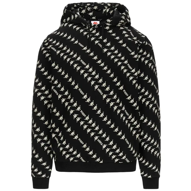 felpa uomo fitness kappa cotone con cappuccio nero | Kappa