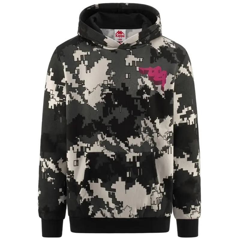 felpa uomo fitness kappa cotone con cappuccio nero | Kappa