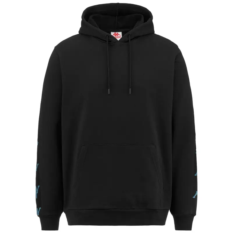 felpa uomo fitness kappa cotone con cappuccio nero | Kappa