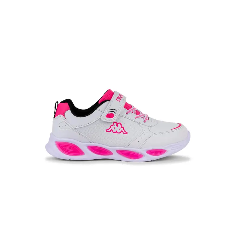 Sneakers bambina da running bianche e fucsia con luci