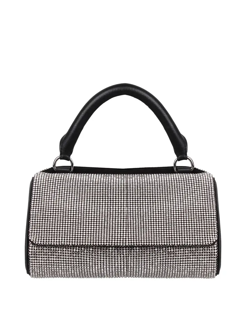 Borsa mini white crush con decorazione Nero