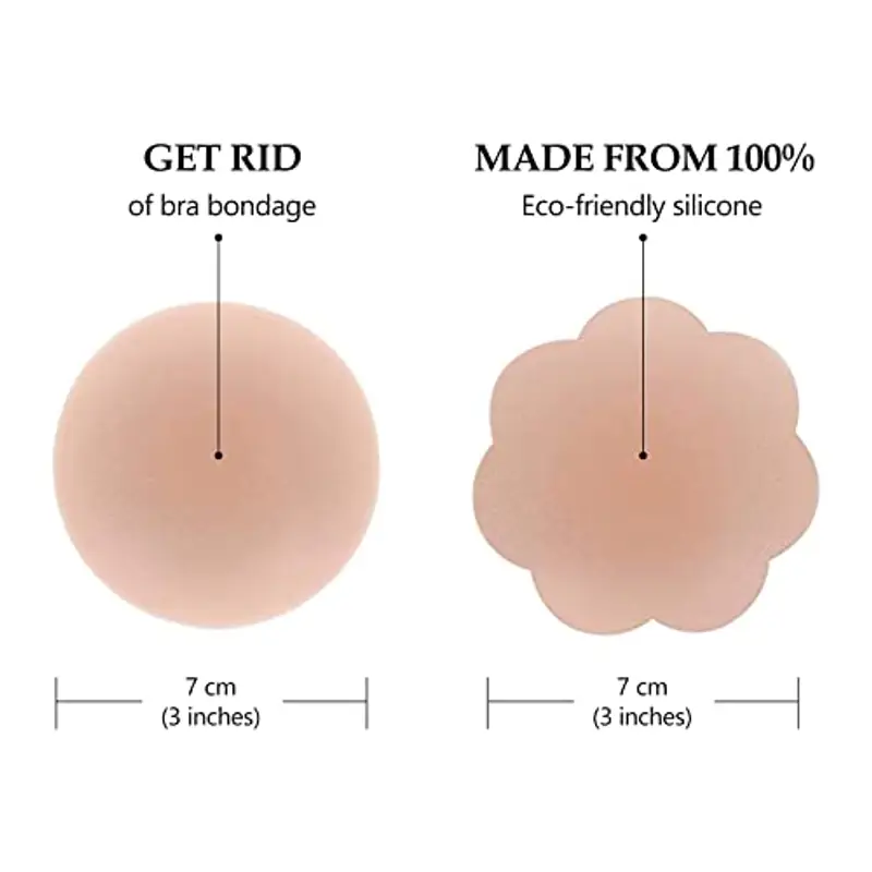 KARELLS Copricapezzoli Silicone, Copri Capezzoli da Donna, Copri Capezzoli in Silicone Riutilizzabile, Forma di Circolo, Forma di Fiore, 2 Paia miniatura 3