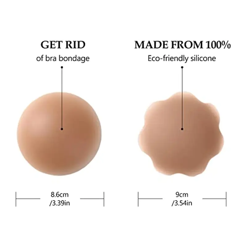 KARELLS Copricapezzoli Silicone, Copri Capezzoli da Donna, Copri Capezzoli in Silicone Riutilizzabile, Forma di Circolo, Forma di Fiore, 2 Paia-Marrone Chiaro miniatura 3