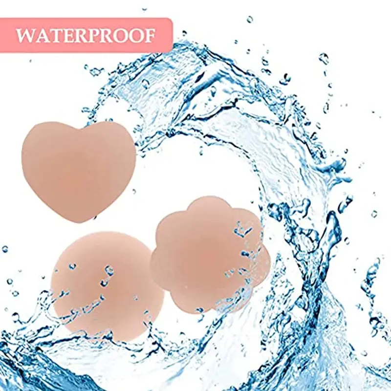 KARELLS Copricapezzoli Silicone, Copri Capezzoli da Donna, Copri Capezzoli in Silicone Riutilizzabile, Forma di Circolo, Forma di Fiore, 3 Paia miniatura 2