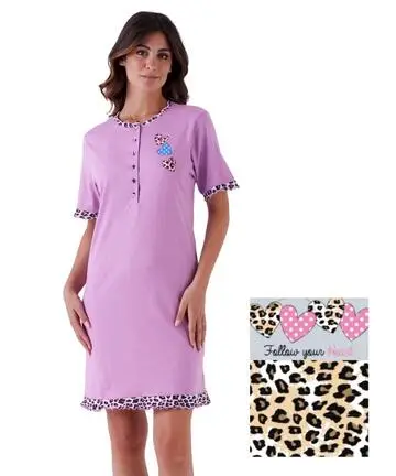 Camicia da notte donna a manica corta in cotone Karelpiu KE0124