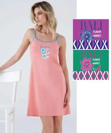 Camicia da notte donna a spalla stretta fantasia Karelpiu KC8334