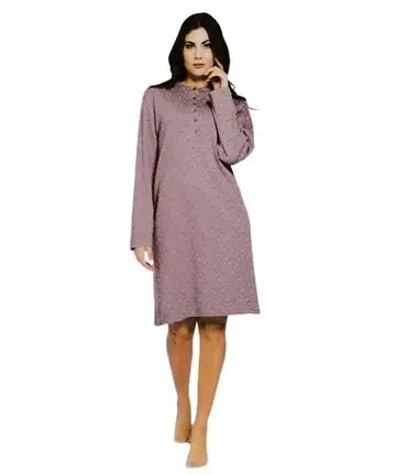 Camicia da notte donna calibrata in jersey di cotone caldo Karelpiu KI9097