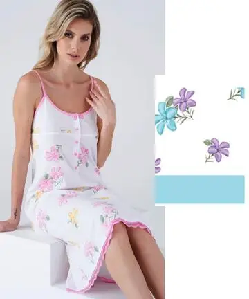 Camicia da notte donna in jersey di cotone a spallina Karelpiu KC8303