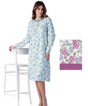 Camicia da notte donna in jersey di cotone caldo Karelpiu KF9024