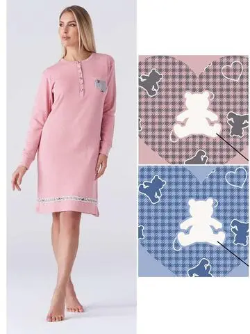 Camicia da notte donna in jersey di cotone caldo Karelpiu KY7060