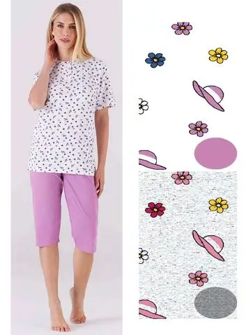 Pigiama donna a manica corta e pinocchietto Karelpiu KC6072